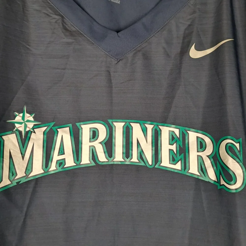 Nike Baseball‎ Seattle Mariners Mens XL Navy Windbreaker Long Sleeve Shirt - Picture 4 of 14
